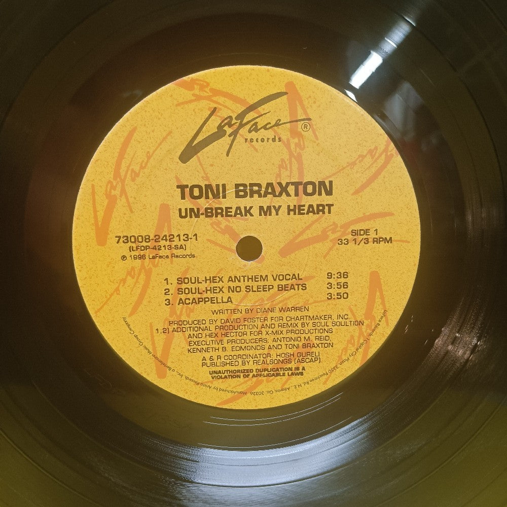 Toni Braxton - Un-Break My Heart Frankie Knuckles Remix 12" - 1996 - 73008-24213-1 - Used - VG++ - Vinyl