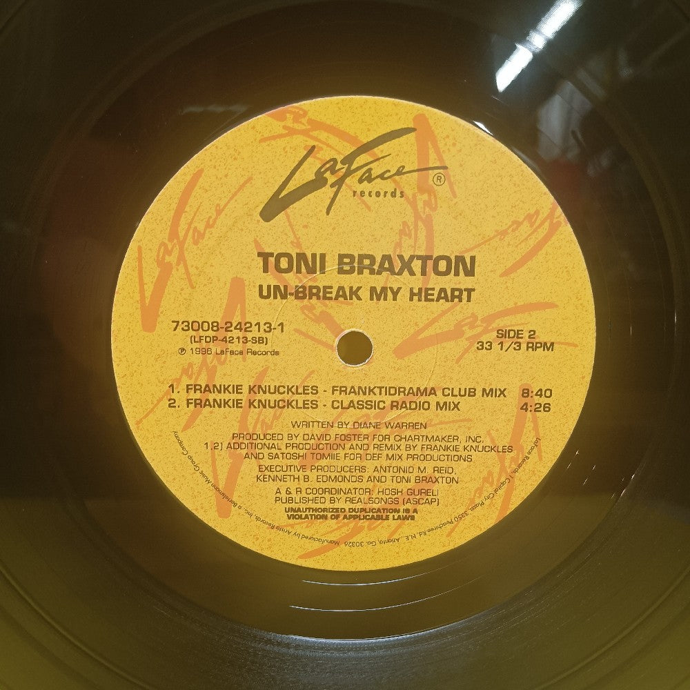 Toni Braxton - Un-Break My Heart Frankie Knuckles Remix 12" - 1996 - 73008-24213-1 - Used - VG++ - Vinyl