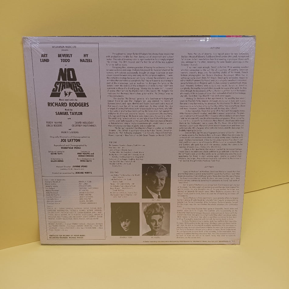 Art Lund Beverly Todd Hy Hazell - No Strings London Cast Recording - DS 15013 - New - Sealed - Vinyl