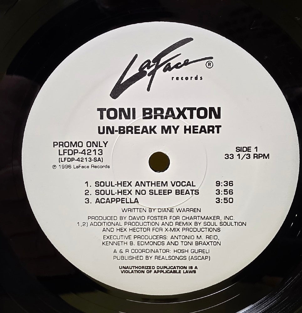 Toni Braxton - Un-Break My Heart / Promo  - 1996 - LFDP-4213 - Used - VG++ - Vinyl