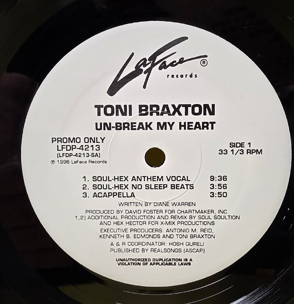 Toni Braxton - Un-Break My Heart / Promo  - 1996 - LFDP-4213 - Used - VG++ - Vinyl