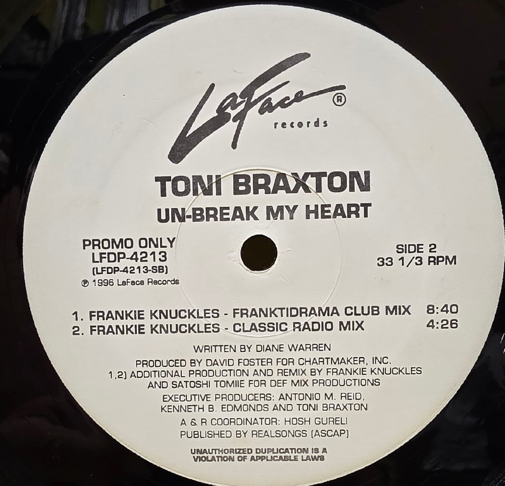 Toni Braxton - Un-Break My Heart / Promo  - 1996 - LFDP-4213 - Used - VG++ - Vinyl