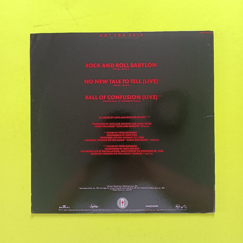 Love And Rockets - Rock And Roll Babylon PROMO - 1989 - 9014-1-RDAA - Used - EX - Vinyl
