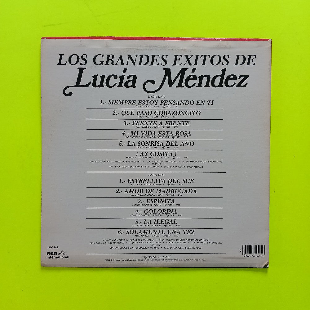 Lucia Mendez - Los Grandes Exitos De Lucia Mendez - 1983 - IL5-7248 - Used - VG++ - Vinyl