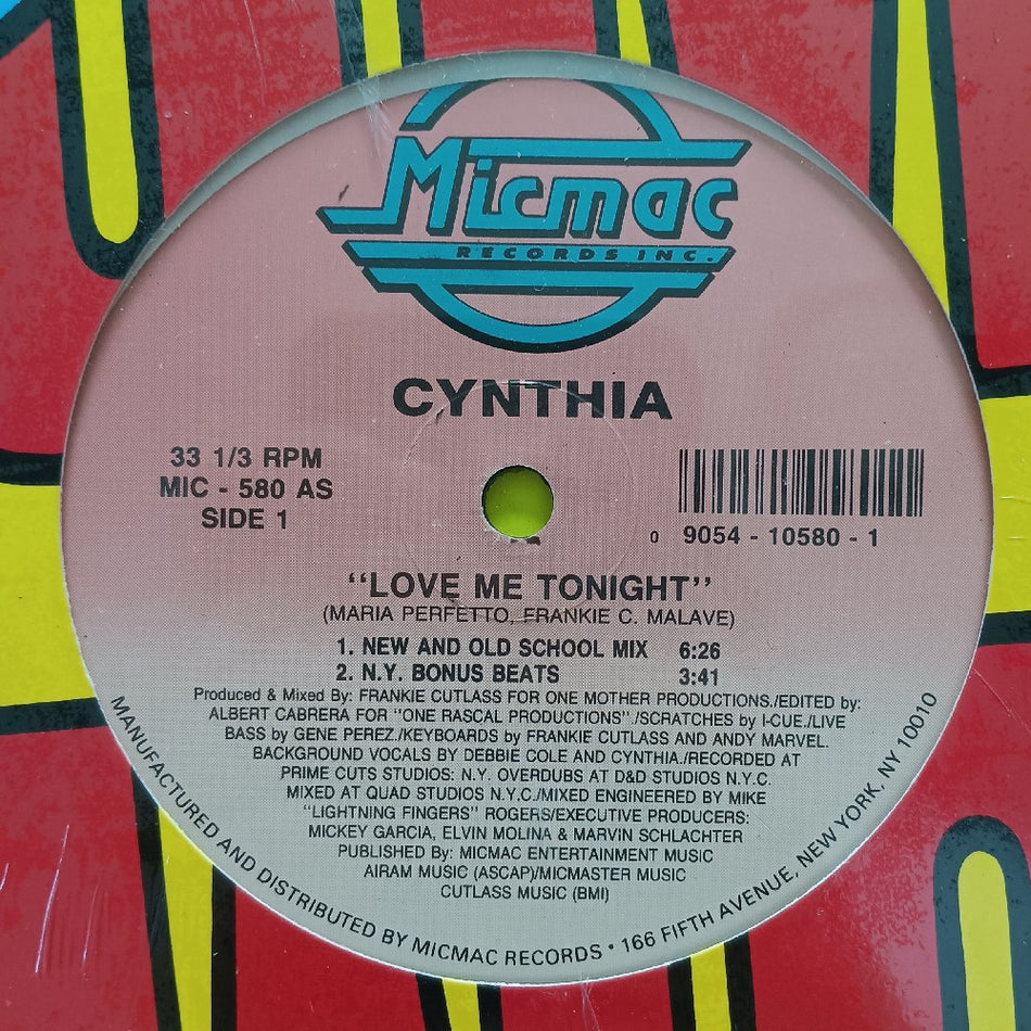Cynthia - Love Me Tonight 12" - 1992 - MIC-580 - Used - VG++ - Vinyl