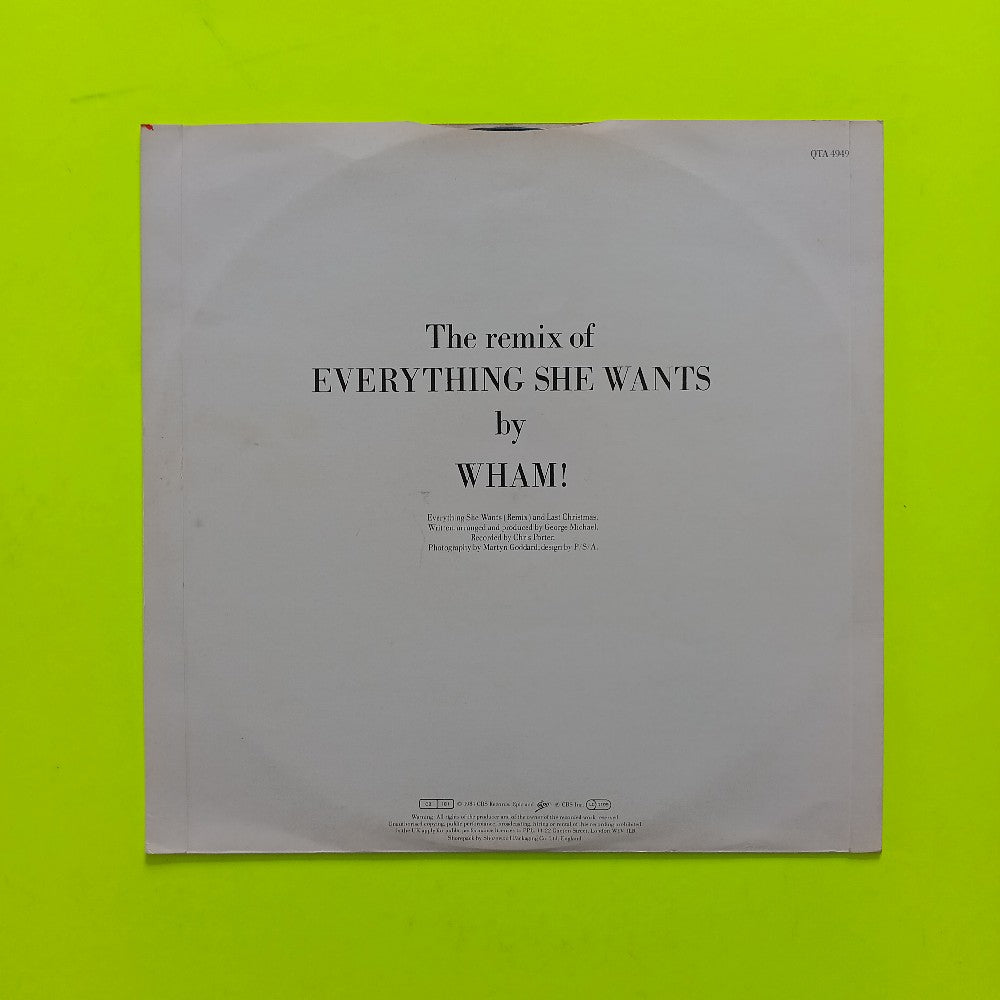 Wham! - Everything She Wants / Last Christmas UK 12" - 1984 - QTA 4949 - Used - VG+ - Vinyl