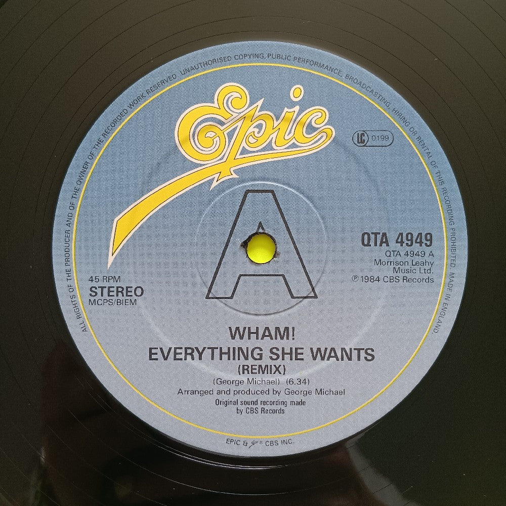 Wham! - Everything She Wants / Last Christmas UK 12" - 1984 - QTA 4949 - Used - VG+ - Vinyl