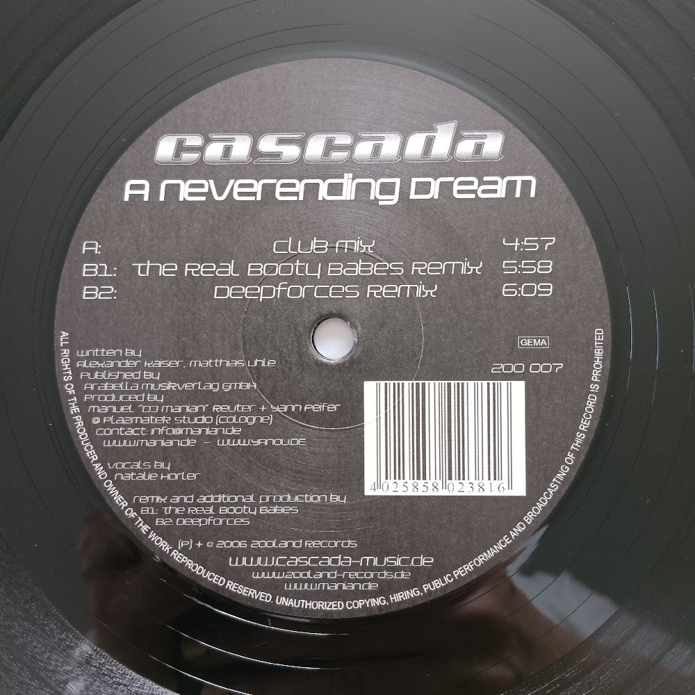 Cascada - A Neverending Dream GERMANY 12" - 2006 - ZOO 007 - Used - VG+ - Vinyl