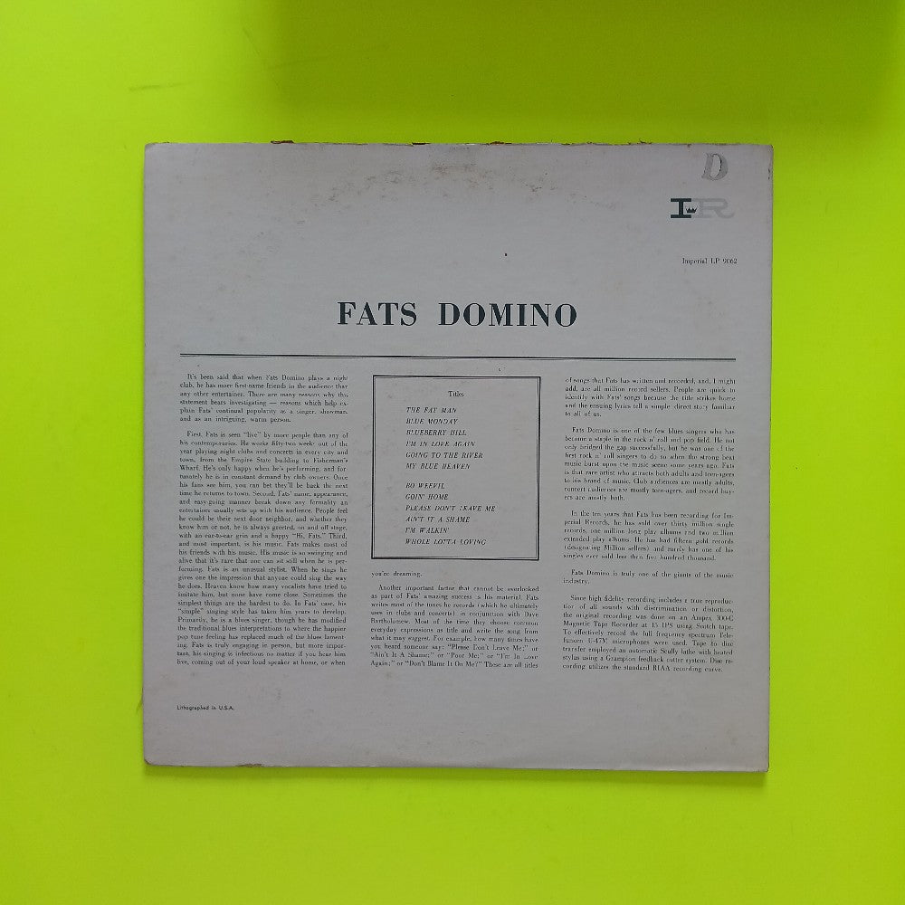 Fats Domino - Fats Domino Swings OG DG MONO - 1959 - LP 9062 - Used - EX - Vinyl
