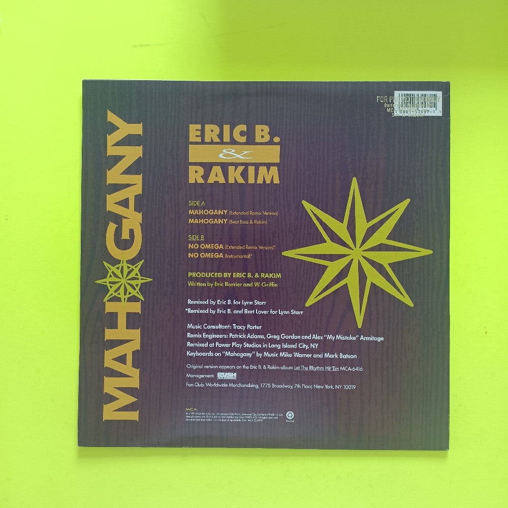 Eric B. & Rakim - Mahogany 12" PROMO - 1991 - MCA 12-53997 - Used - EX - Vinyl