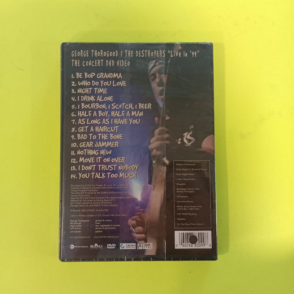 George Thorogood & The Destroyers Live In '99 DVD - 1999 - 06076 88309-9 - New - Sealed - DVDs & Blu-Rays