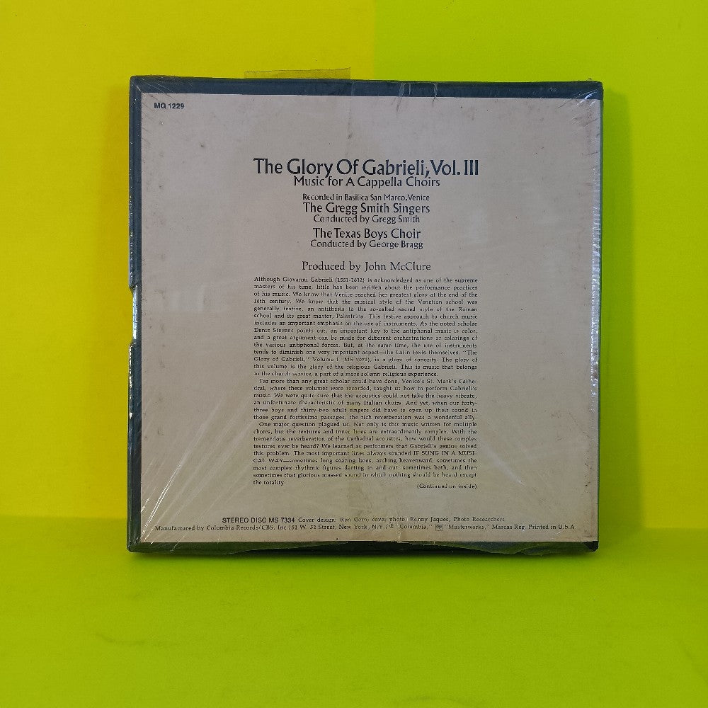 Gregg Smith Singers - Glory Of Gabrielli Vol 3 7 1/2 IPS - MQ 1229 - New - Reel to Reel
