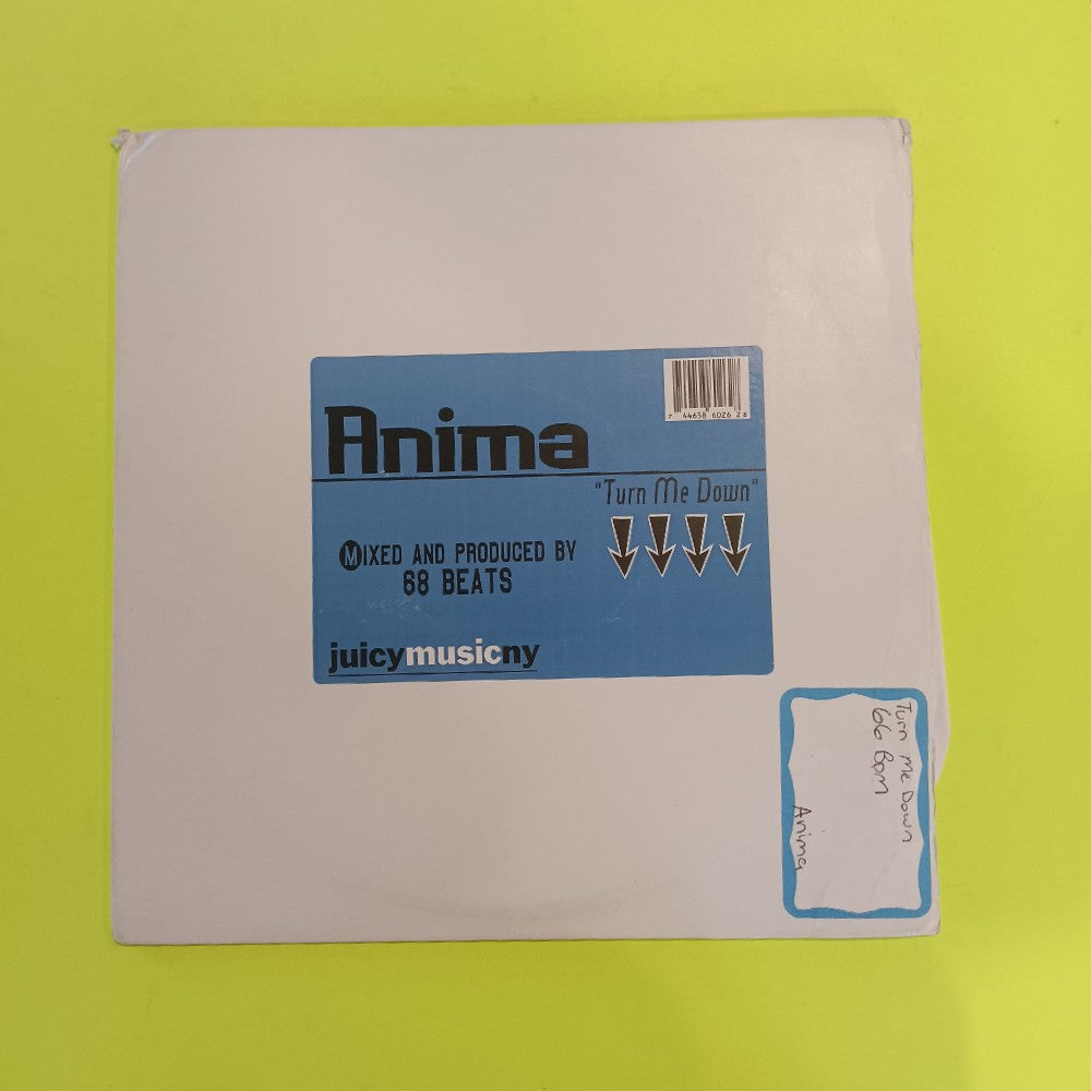 Anima  - Turn Me Down 12" - 1998 - JR-026 - Used - VG+ - Vinyl