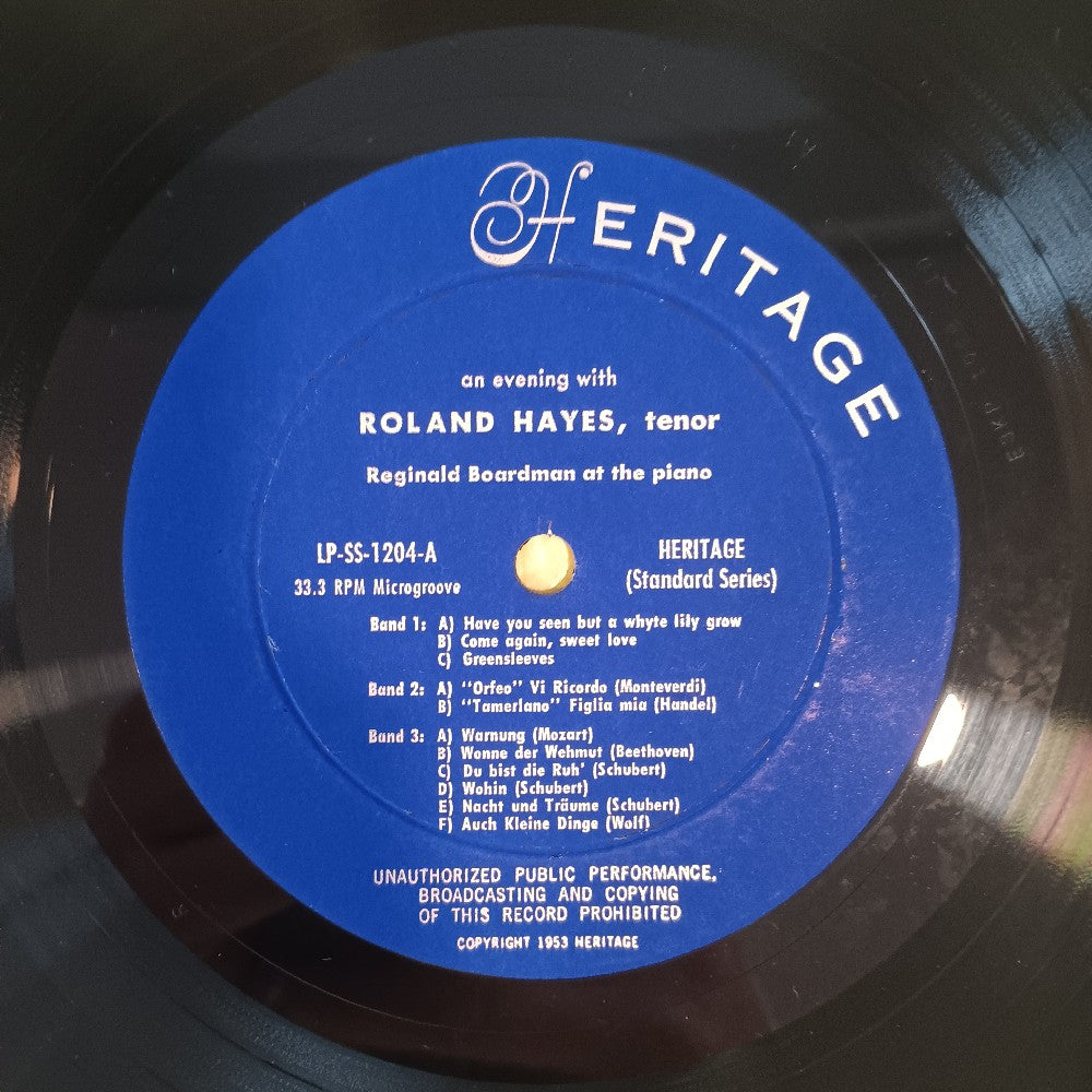 Roland Hayes - An Evening With Roland Hayes - 1956 - LP-SS-1204 - Used - VG++ - Vinyl
