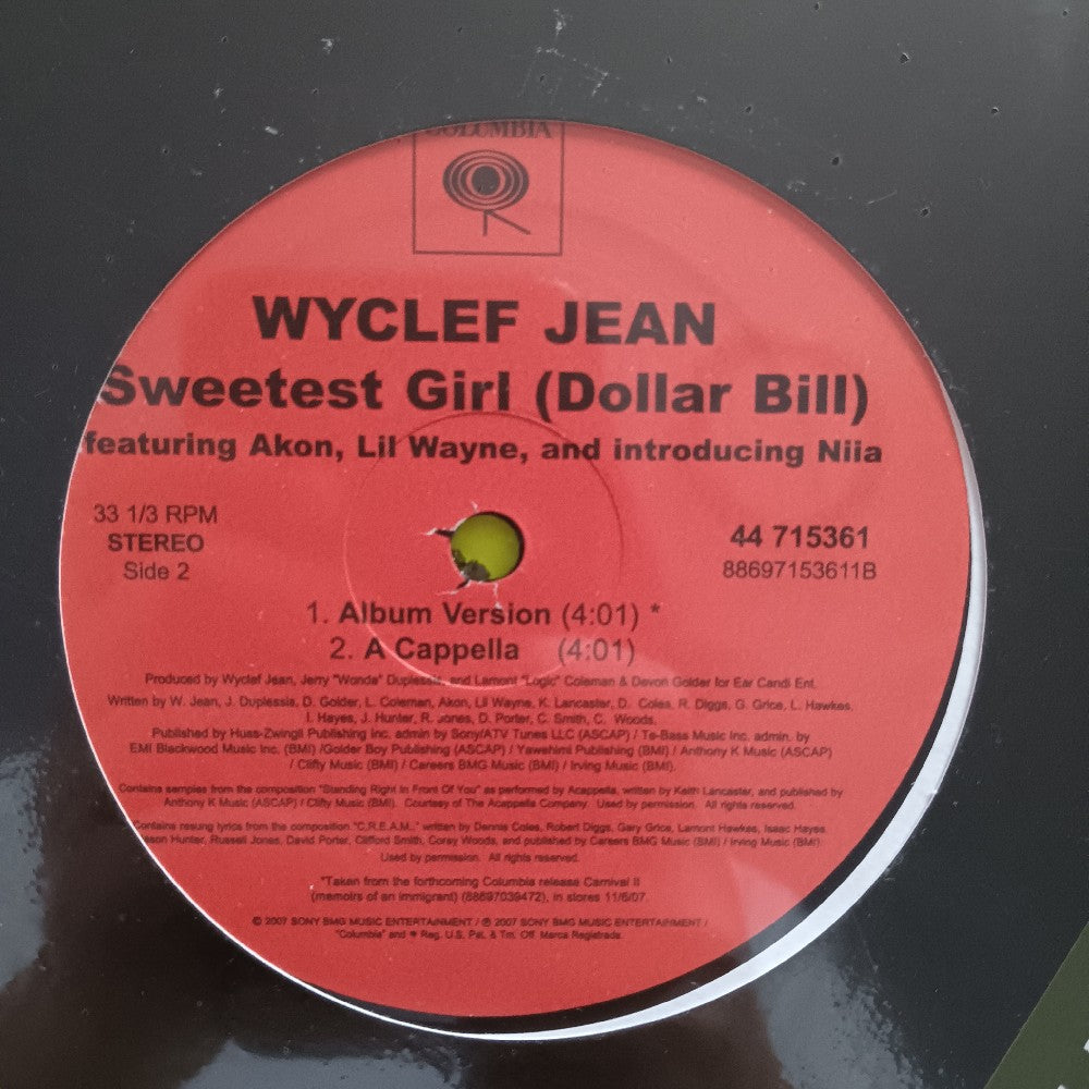 Wyclef Jean - Sweetest Girl (Dollar Bill) 12" - 2007 - 44 715361 - New - Sealed - Vinyl