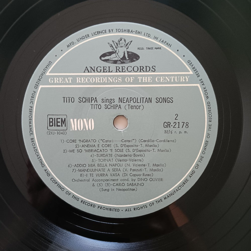 Tito Schipa - Sings Neapolitan Songs JAPAN - GR 2178 - Used - NM - Vinyl