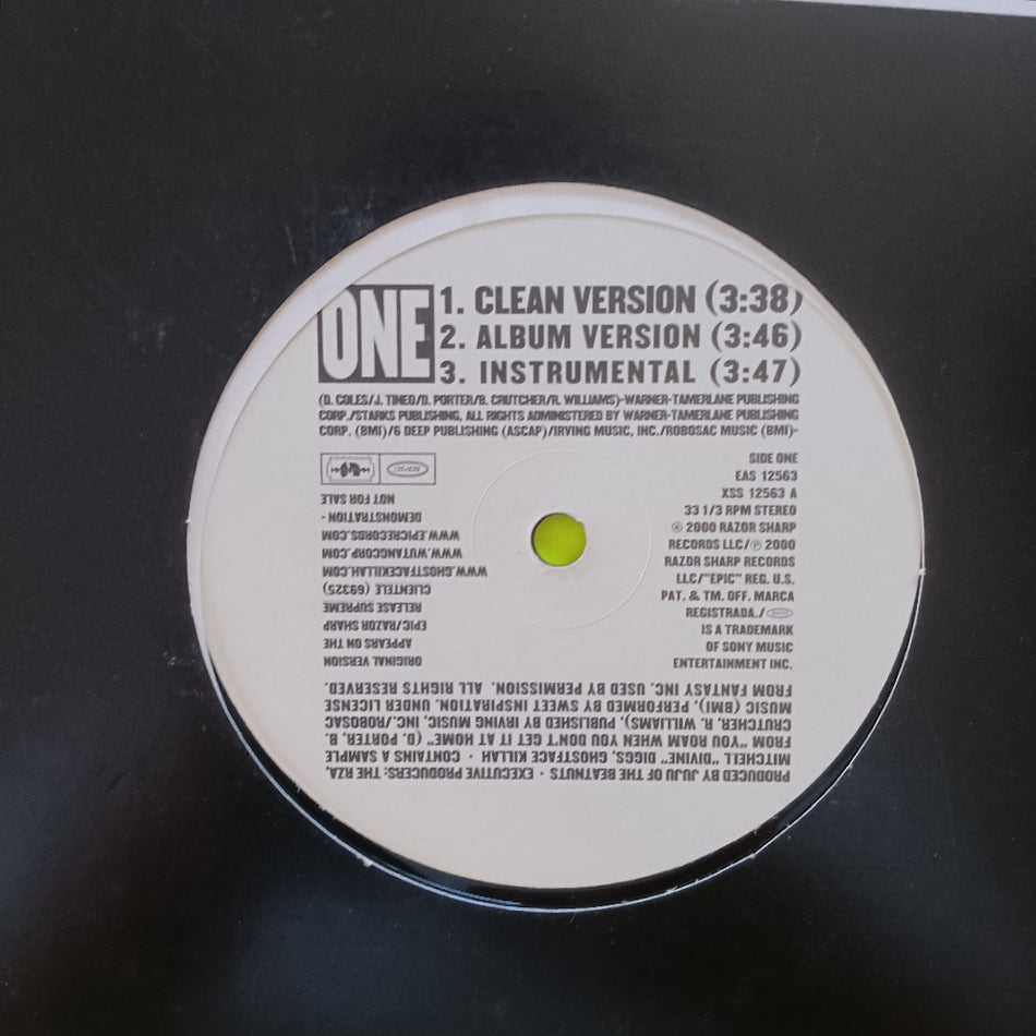 Ghostface Killah - One / Saturday Night 12" Promo - 2000 - EAS 12563 - Used - VG++ - Vinyl