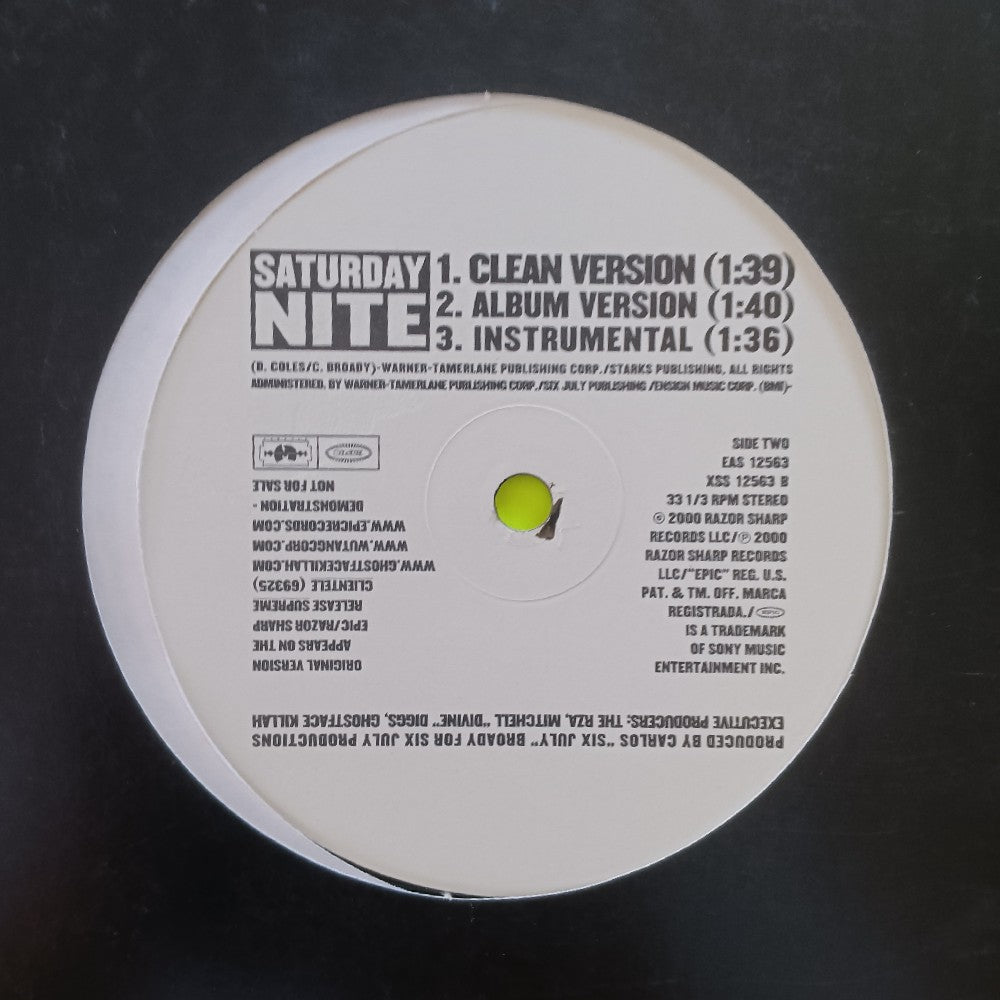 Ghostface Killah - One / Saturday Night 12" Promo - 2000 - EAS 12563 - Used - VG++ - Vinyl