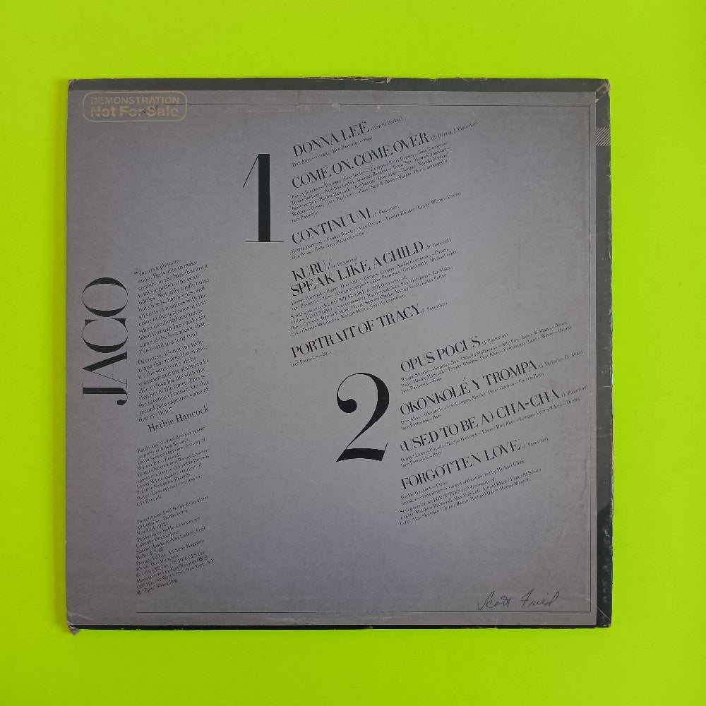 Jacob Pastorius - Jaco Pastorius Self Titled PROMO - 1976 - PE 33949 - Used - VG+ - Vinyl