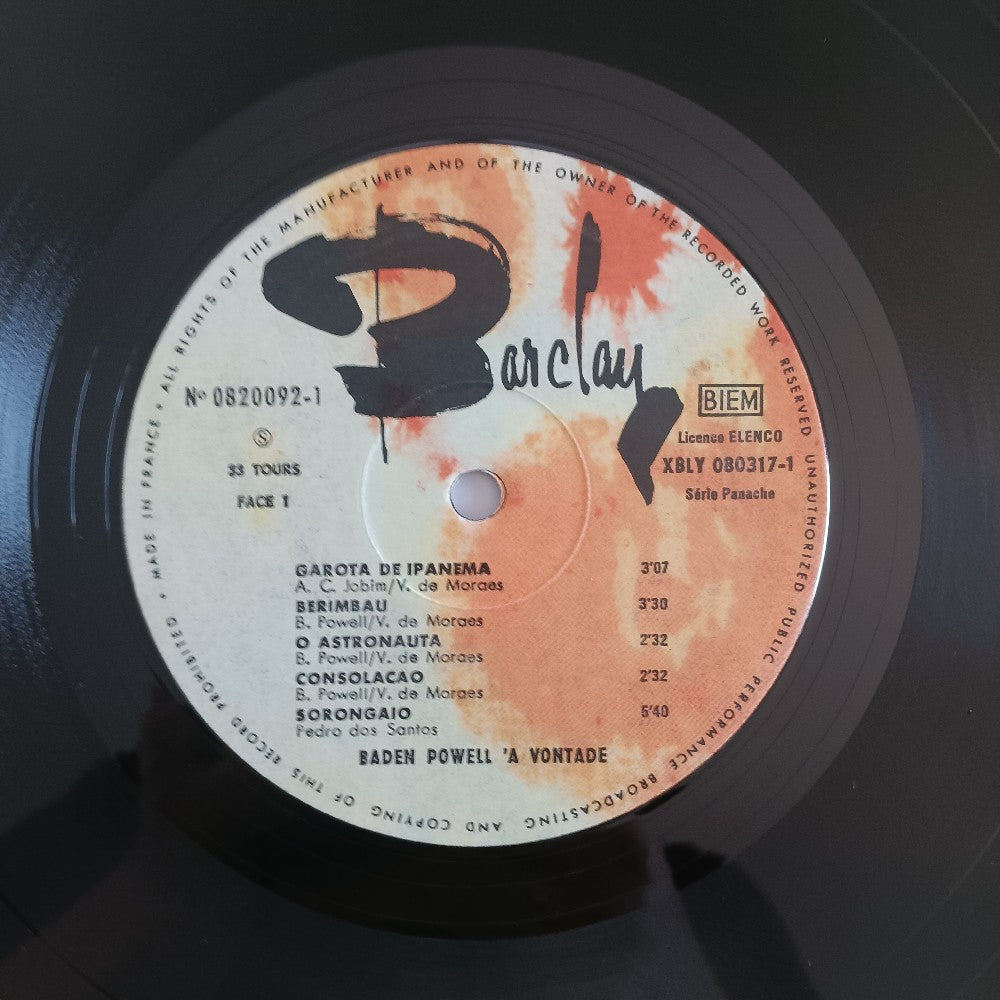 Baden Powell - A Vontade FRANCE - 1967 - 820 092 - Used - VG+ - Vinyl