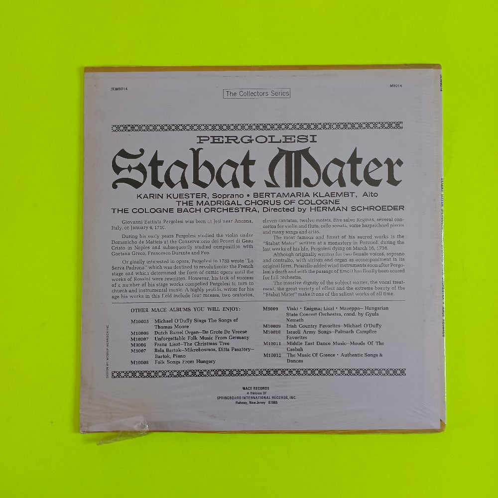 Pergolesi - Stabat Mater - (S)M9014 - New - Sealed - Vinyl