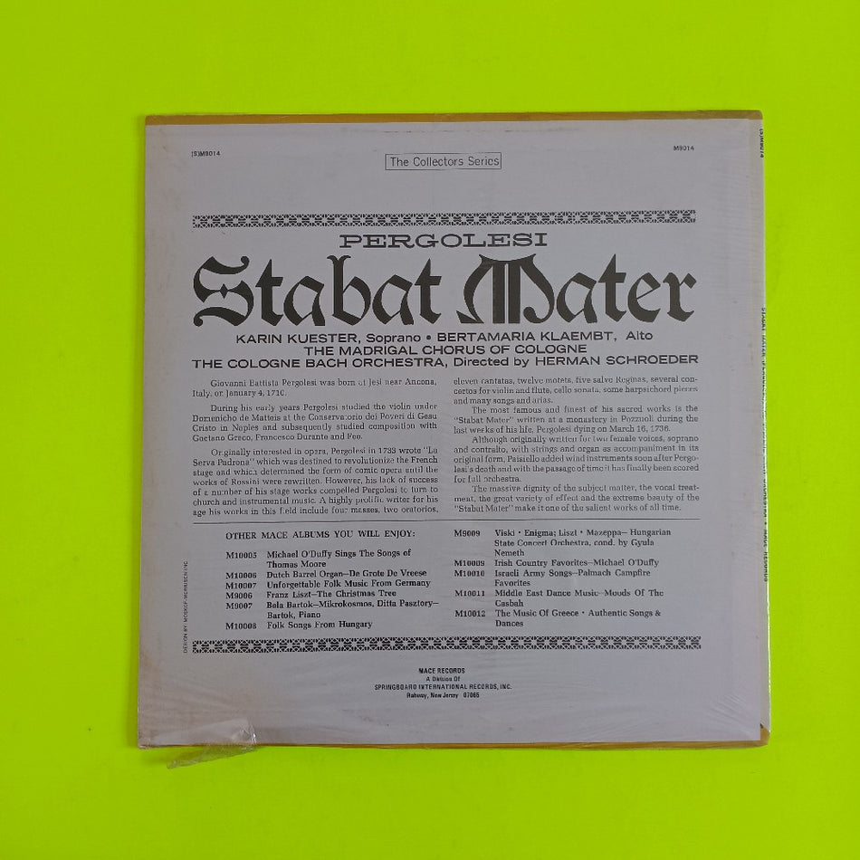 Pergolesi - Stabat Mater - (S)M9014 - New - Sealed - Vinyl