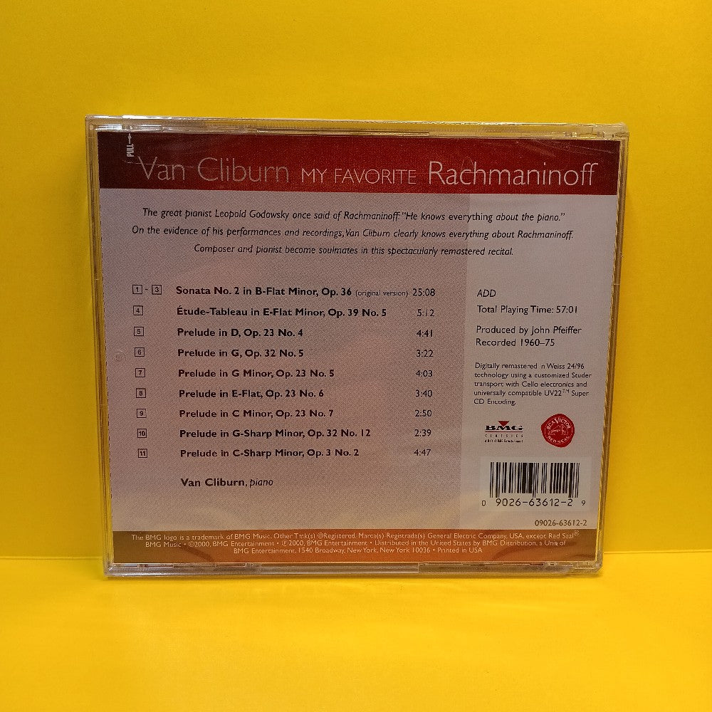Van Cliburn - My Favorite Rachmaninoff  - 2000 - 09026-63612-2 - New - Sealed - CDs