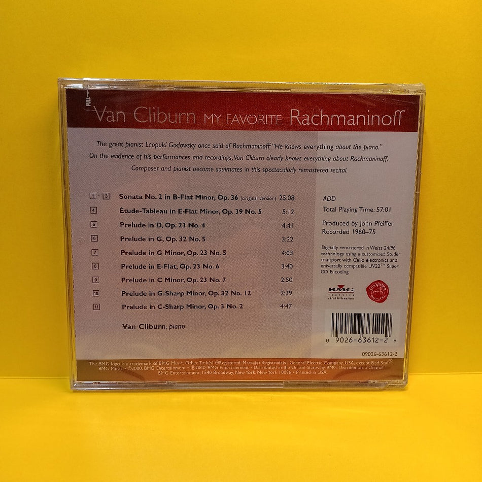 Van Cliburn - My Favorite Rachmaninoff  - 2000 - 09026-63612-2 - New - Sealed - CDs