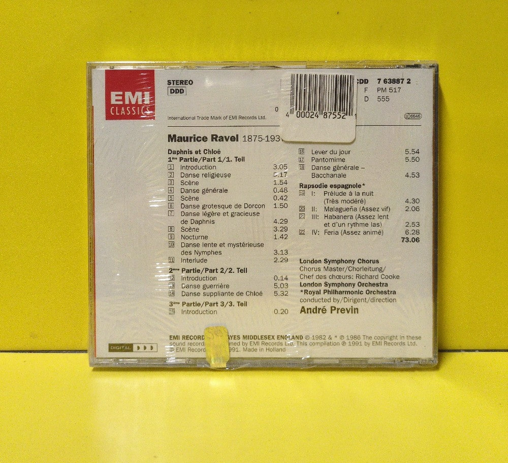 Maurice Ravel, London Symphony Chorus, London Symphony Orchestra, Royal Philharmonic Orchestra, André Previn - Daphnis Et Chloé - 1991 - CDD 7 63887 2 - New - Sealed - CDs - European Import