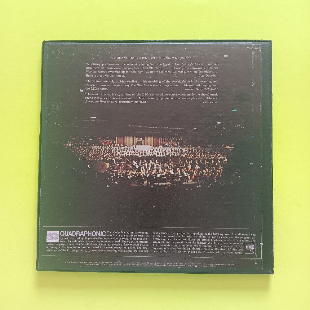 Leonard Bernstein  - Verdi: Reqiuem 2LP Box Set QUAD - 1972 - M2Q 30060 - Used - VG++ - Vinyl