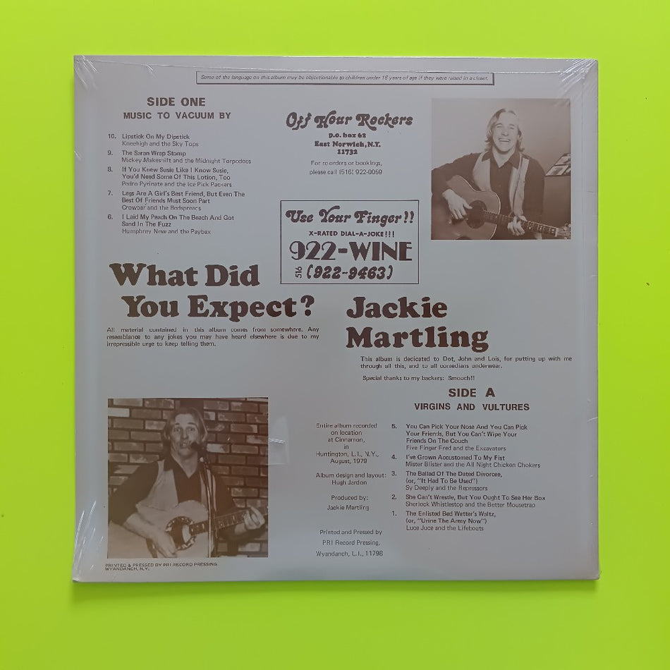Jackie Martling - What Did You Expect  - 1979 - OHR-JM-9/12/79 - New - Sealed - Vinyl