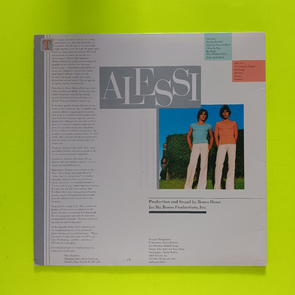 Alessi - Alessi / Self Titled AUTOGRAPHED  - 1977 - SP 4608 - Used - VG++ - Vinyl