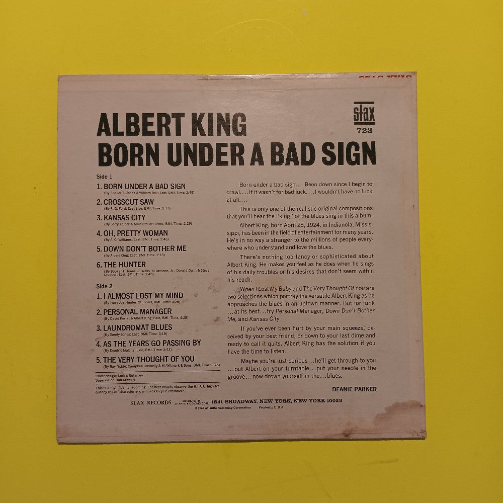 Albert King - Born Under A Bad Side OG PROMO MONO - 1967 - Stax 723 - Used - VG++ - Vinyl