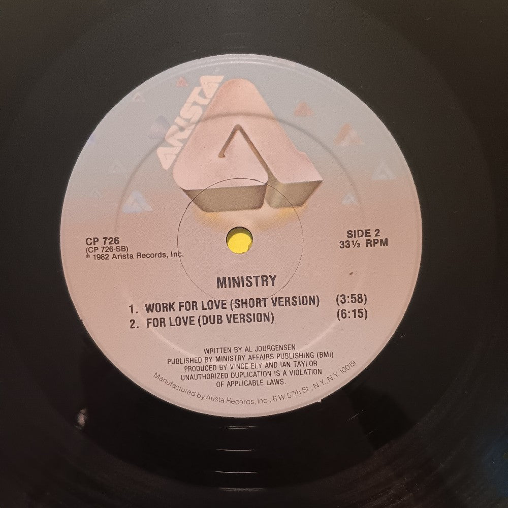 Ministry - Work For Love 12" SHRINK - 1983 - CP 726 - Used - VG++ - Vinyl