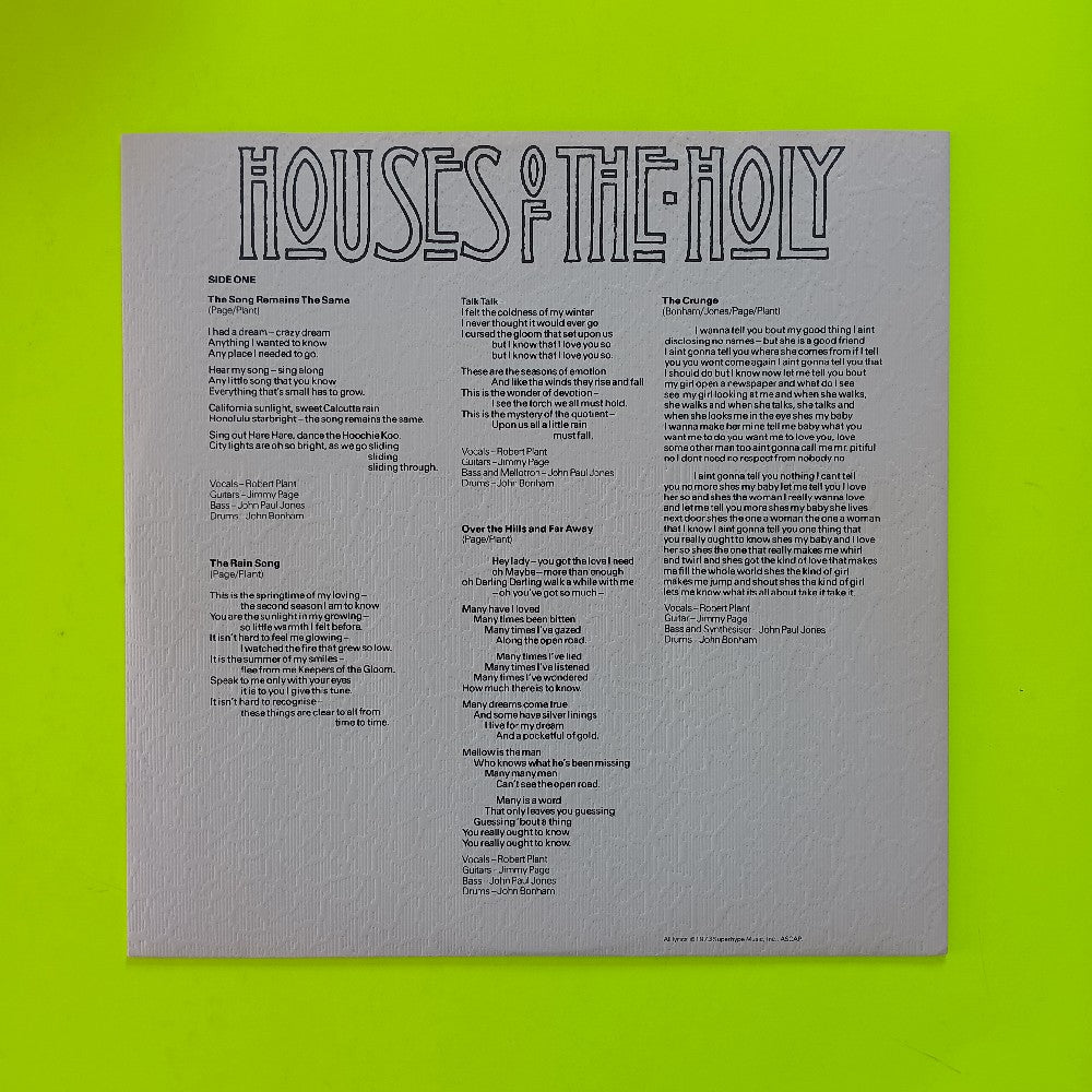 Led Zeppelin - Houses Of The Holy OG LY RL STERLING - 1973 - SD 7255 - Used - VG++ - Vinyl