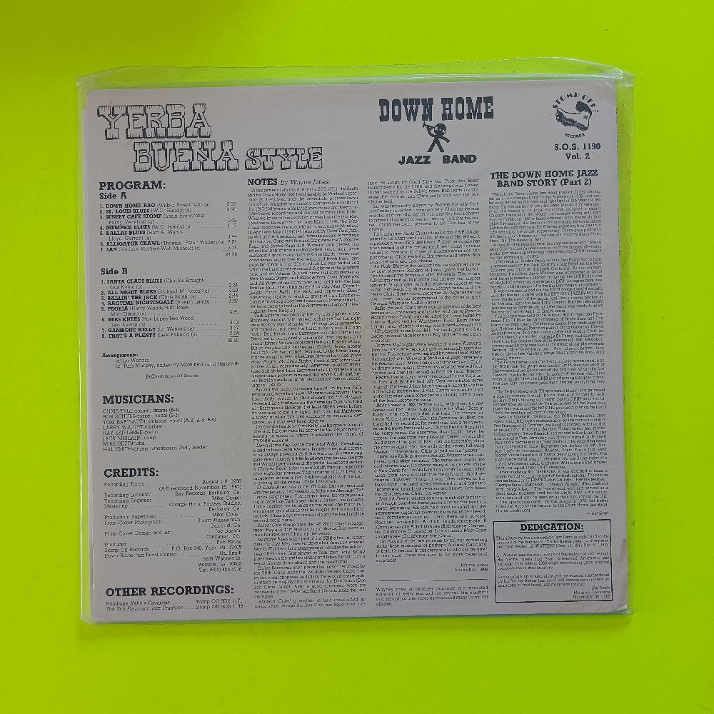 Down Home Jazz Band - Vol. 2 Yerba Buena Style - 1990 - SOS 1190 - New - Sealed - Vinyl