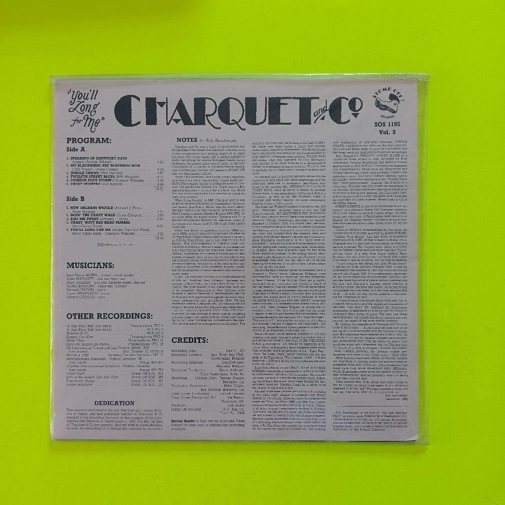 Charquet & Co - You'll Long For Me - 1989 - SOS 1195 - New - Sealed - Vinyl