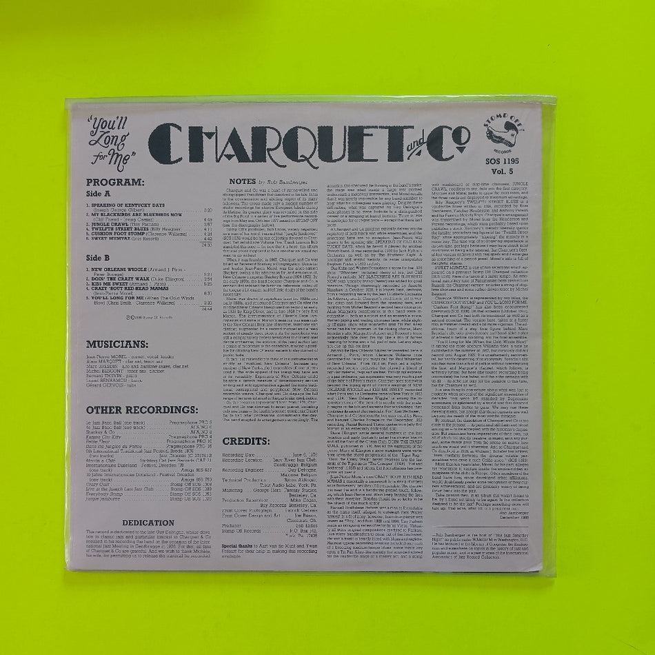 Charquet & Co - You'll Long For Me - 1989 - SOS 1195 - New - Sealed - Vinyl