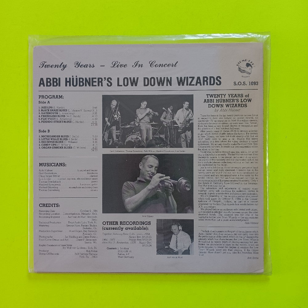 Abba Hubner's Low Down Wizards - 20 Years Live In Concert - 1984 - SOS 1093 - New - Sealed - Vinyl