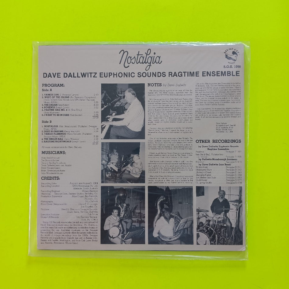 Dave Dallwitz Euphonic Sounds Ragtime Ensemble - Nostalgia - 1984 - SOS 1098 - New - Sealed - Vinyl