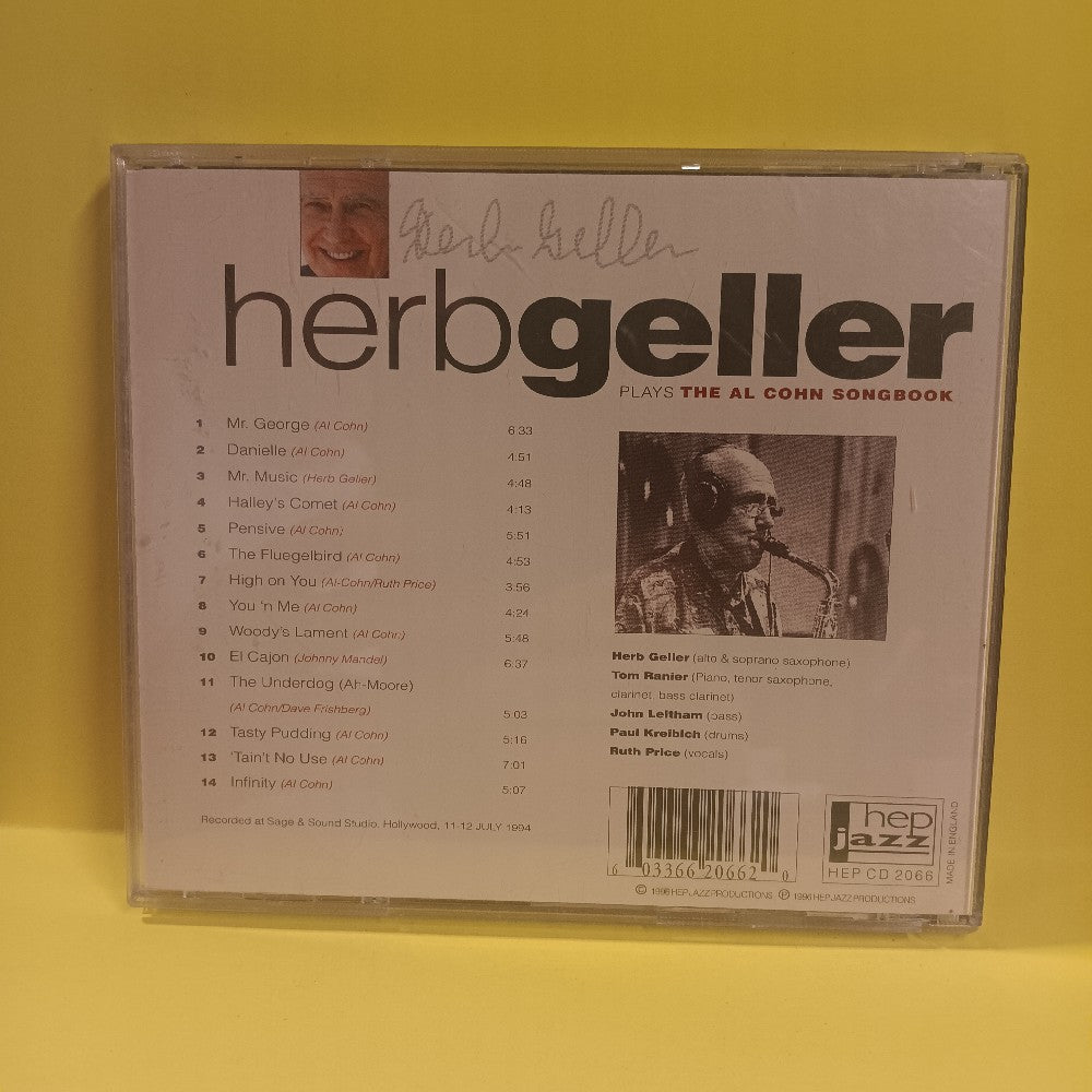 Herb Geller AUTOGRAPHED - Plays The Al Cohn Songbook - 1996 - HEP CD 2066 - Used - CDs