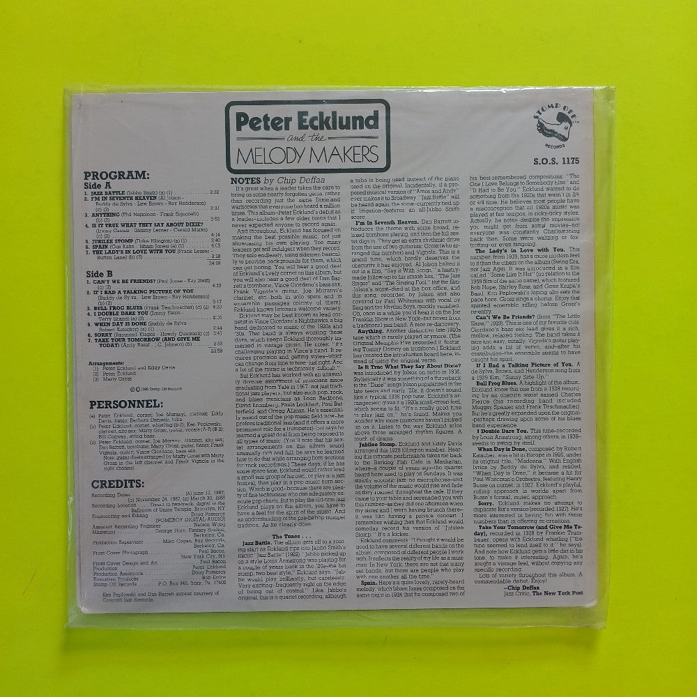 Peter Ecklund & The Melody Makers - Self Titled - 1988 - SOS 1175 - New - Sealed - Vinyl
