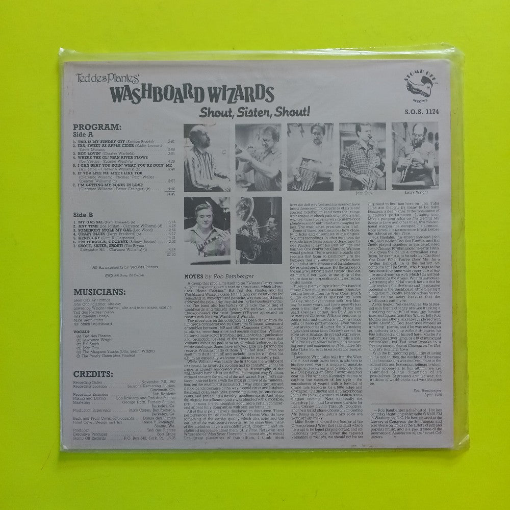 Teddy Des Plantes' Washboard Wizards - Shout Sister Shout! - 1988 - SOS 1174 - New - Sealed - Vinyl