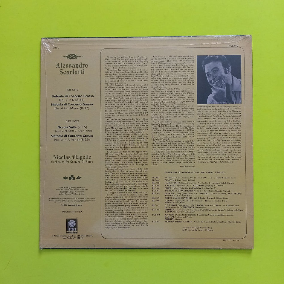 Alessandro Scarlatti / Nicholas Flagello - Sinfonia Di Concerto Grosso / Piccola Suite - 1977 - PLE 079 - New - Sealed - Vinyl