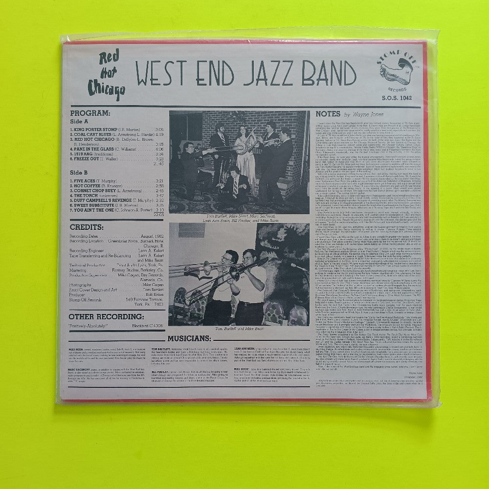 The West End Jazz Band - Red Hot Chicago - 1982 - SOS 1042 - New - Sealed - Vinyl
