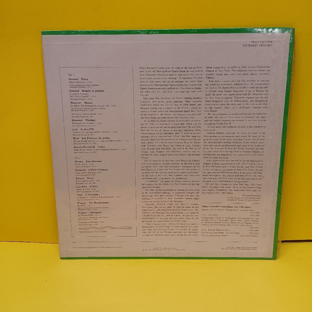 Richard Crooks - Arias From Faust Manon Romeo Et Juliette Etc MONO - 1969 - VIC-1464 - New - Sealed - Vinyl