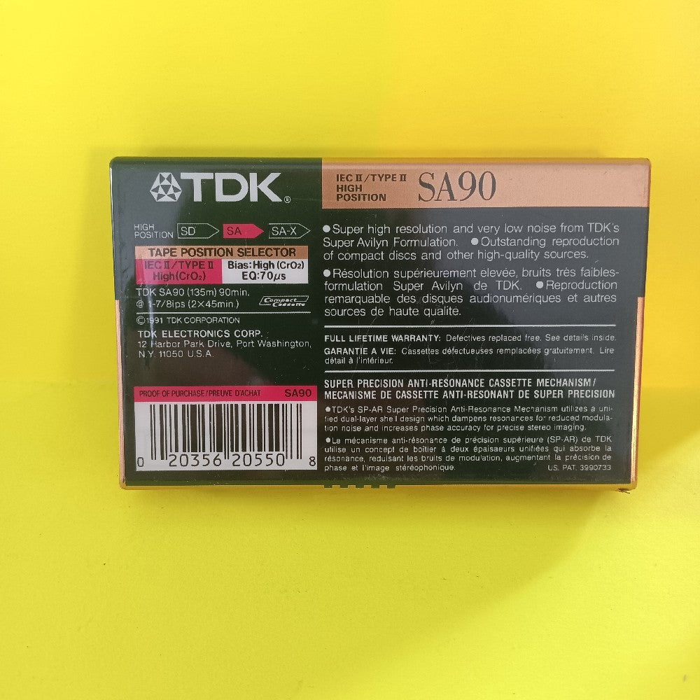 TDK SA90 Cassette Tape 1991 - New - Blank Media
