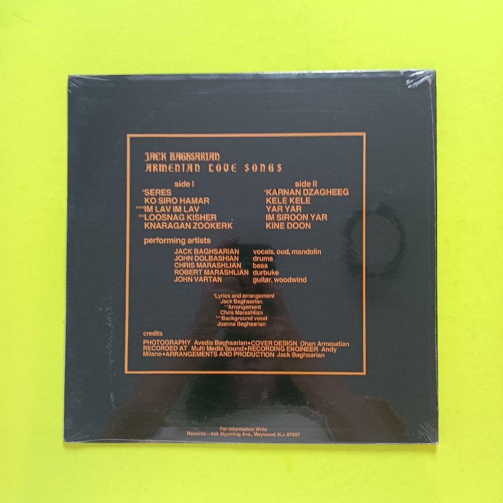 Jack Baghsarian  - Armenian Love Songs  - ARK 2000 - New - Sealed - Vinyl