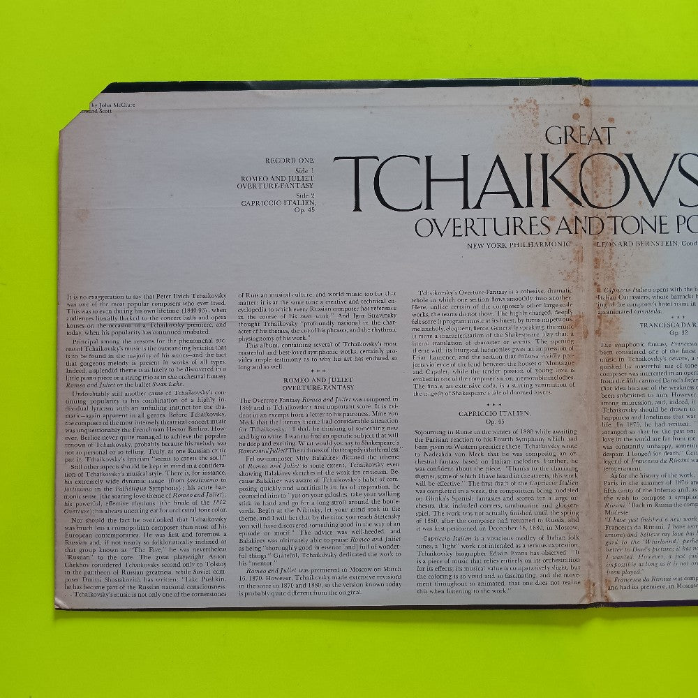 Bernstein  - Great Tchaikovsky Overtures & Tone Poems PROMO 2LP - 1975 - MG 33270 - Used - EX - Vinyl
