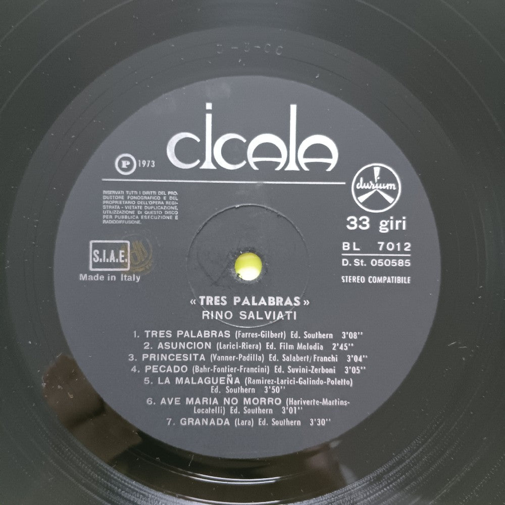 Rino Salviati AUTOGRAPHED - Tres Palabras ITALY - 1973 - BL 7012 - Used - VG++ - Vinyl